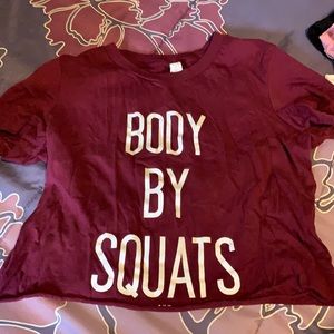 SOLD! Body by squats gym meme wear crop